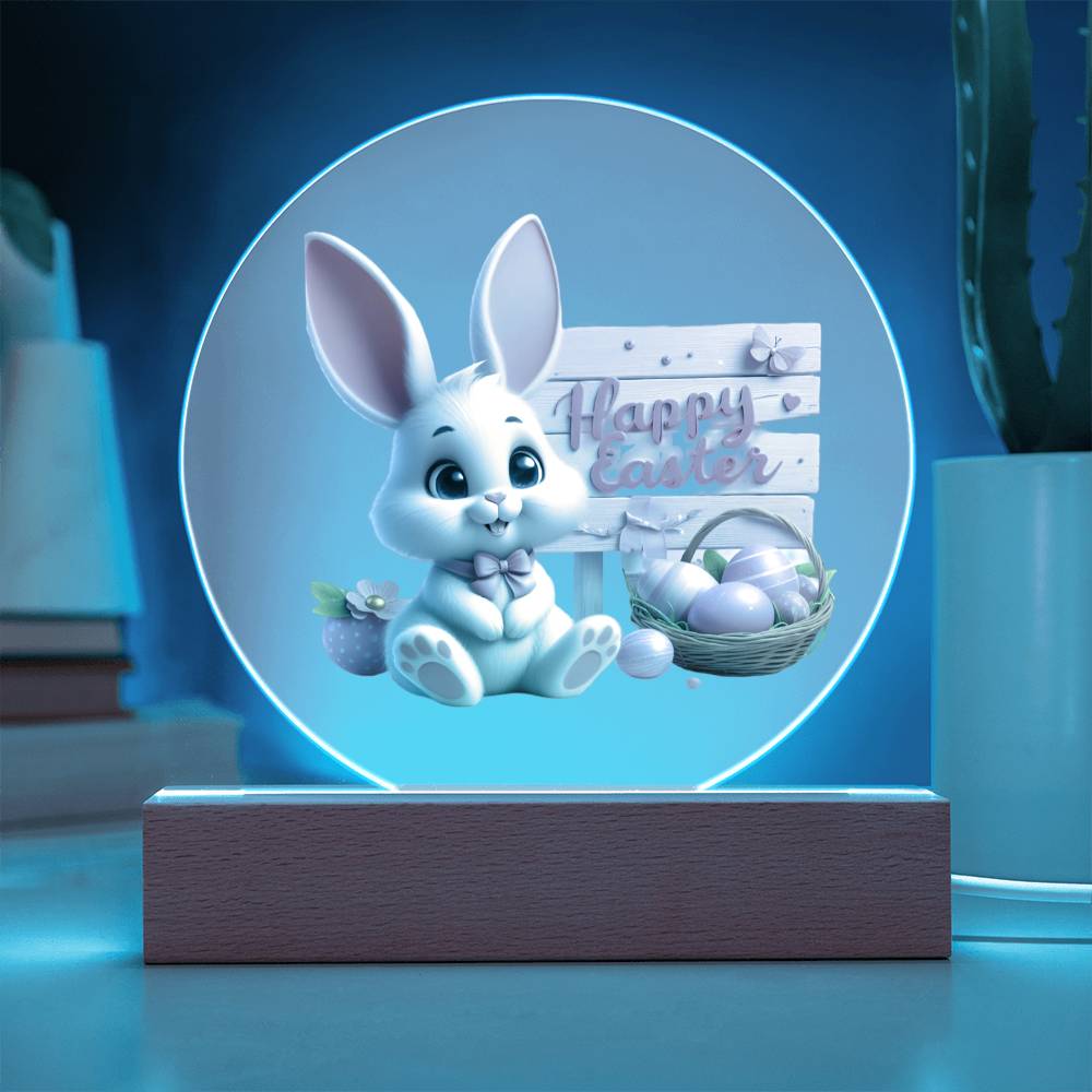 Happy Easter Bunny Sign 06 - Circle Acrylic Plaque
