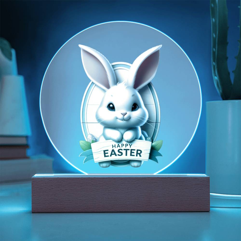 Happy Easter Bunny Sign 08 - Circle Acrylic Plaque