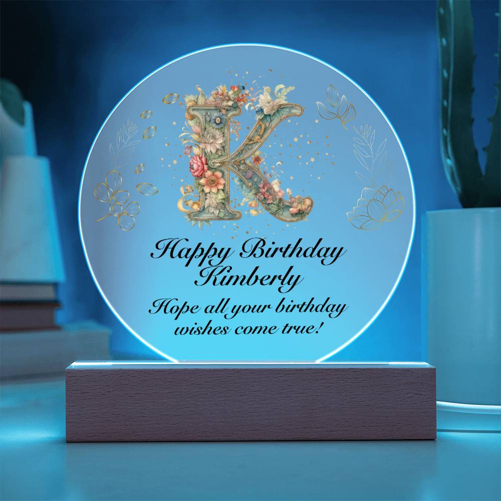 Happy Birthday Kimberly v01 - Circle Acrylic Plaque