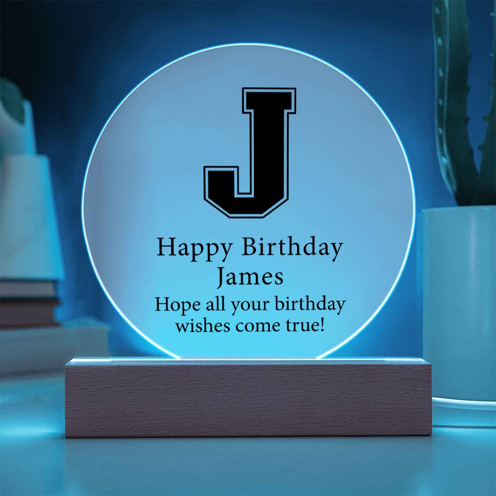 Happy Birthday James v02 - Circle Acrylic Plaque