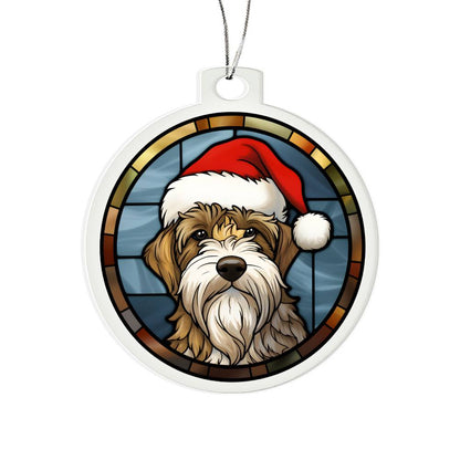 Dog Stained Glass Christmas Design 009 - Acrylic Ornament