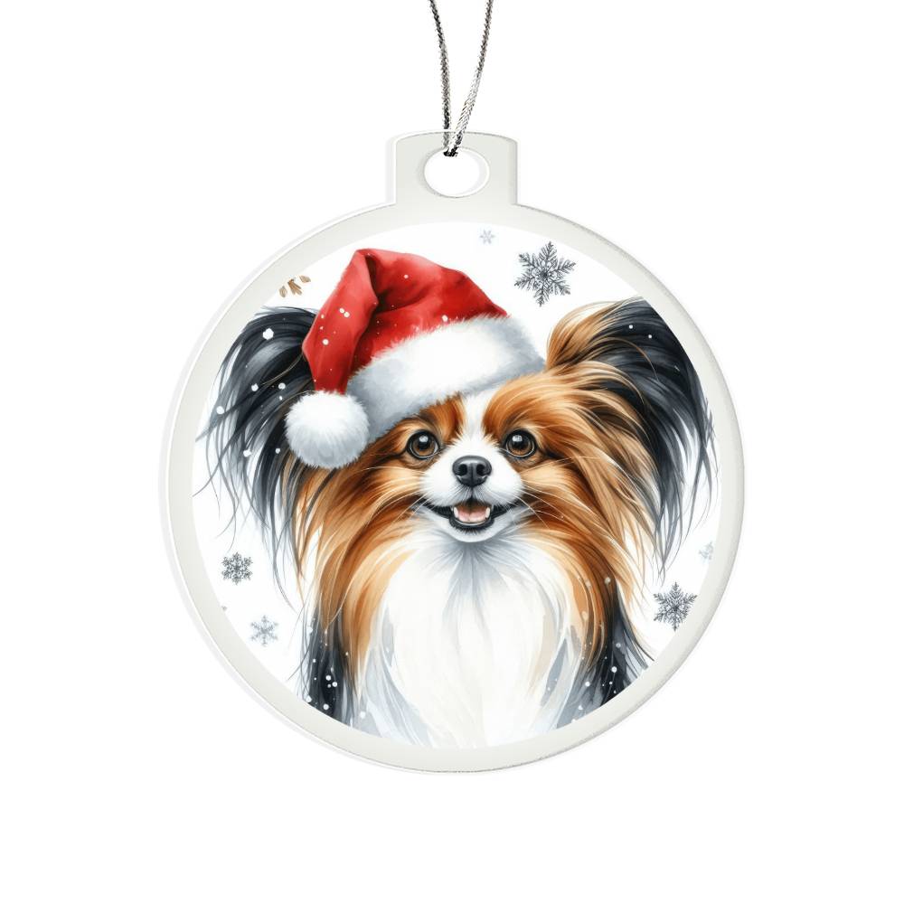 Christmas Dog - Papillon - Acrylic Ornament