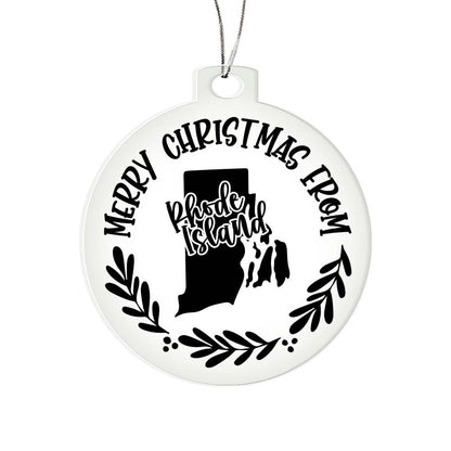 Merry Christmas From Rhode Island - Acrylic Ornament