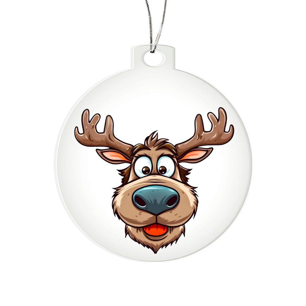 Funny Reindeer Face 02 - Acrylic Ornament