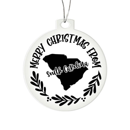 Merry Christmas From South Carolina - Acrylic Ornament