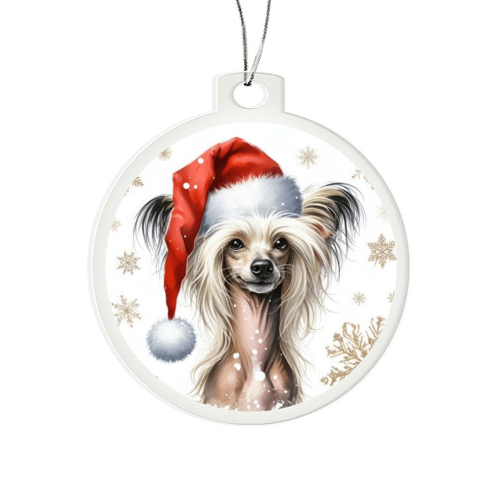 Christmas Dog - Chinese Crested - Acrylic Ornament