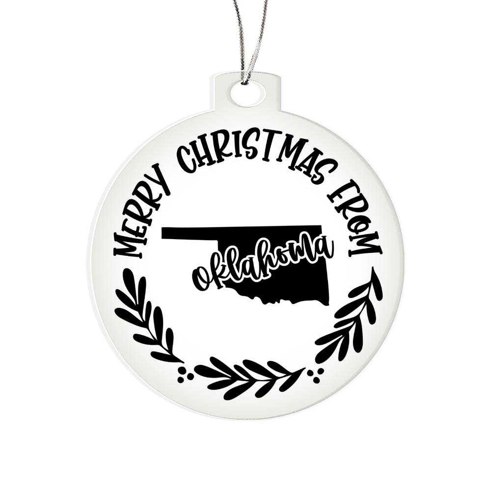 Merry Christmas From Oklahoma - Acrylic Ornament