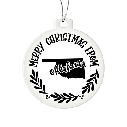 Merry Christmas From Oklahoma - Acrylic Ornament