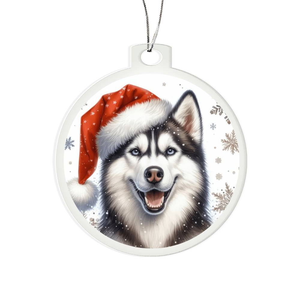 Christmas Dog - Siberian Husky Dog - Acrylic Ornament