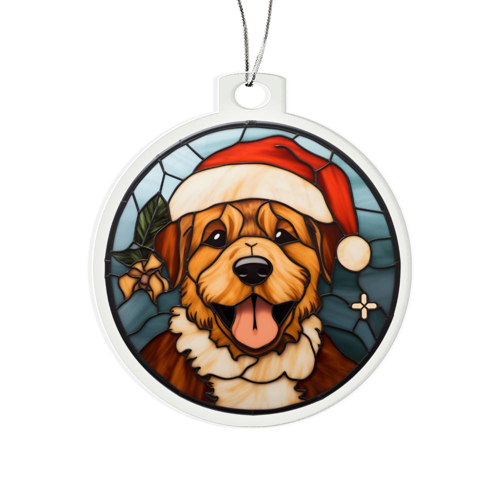 Dog Stained Glass Christmas Design 011 - Acrylic Ornament