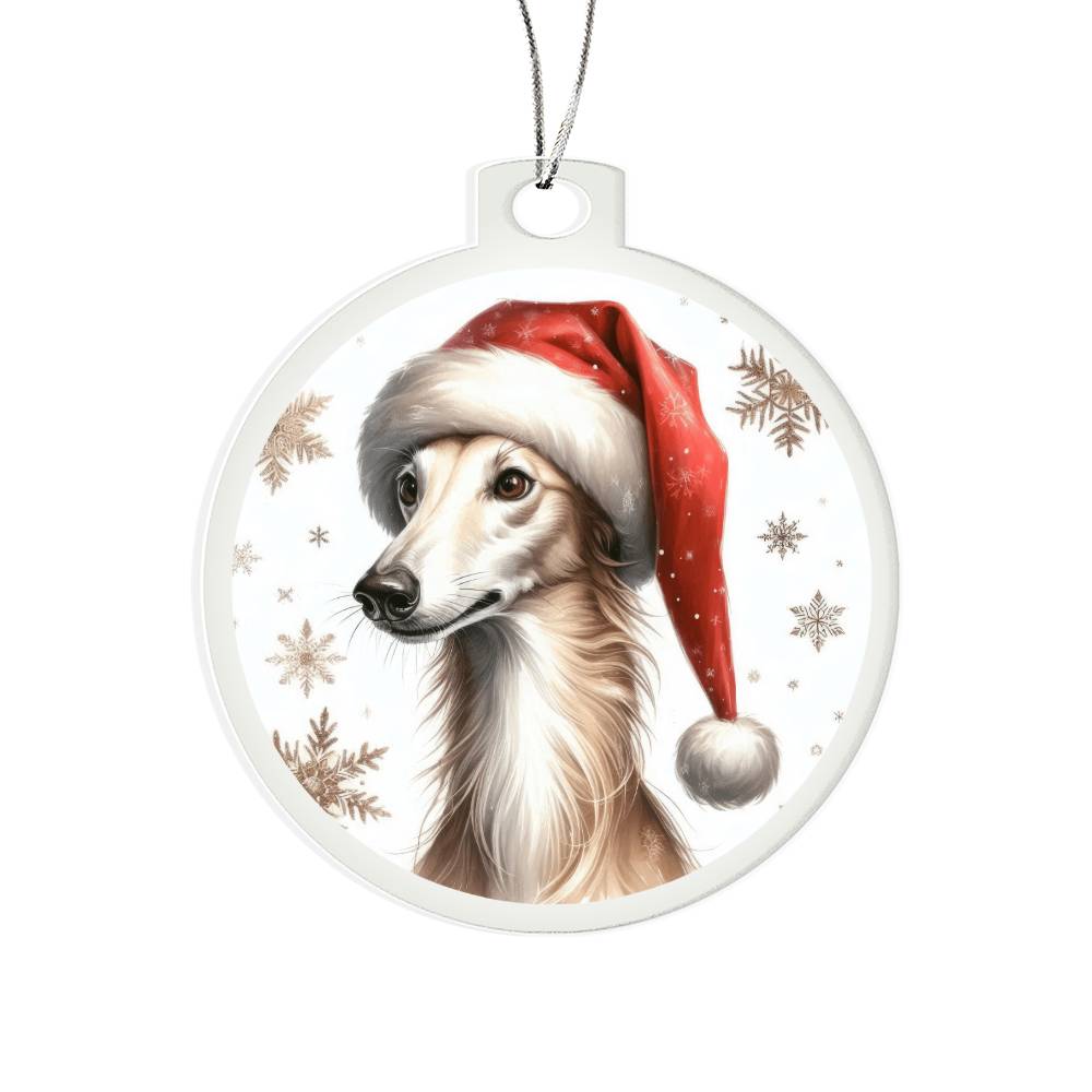 Christmas Dog - Greyhound - Acrylic Ornament