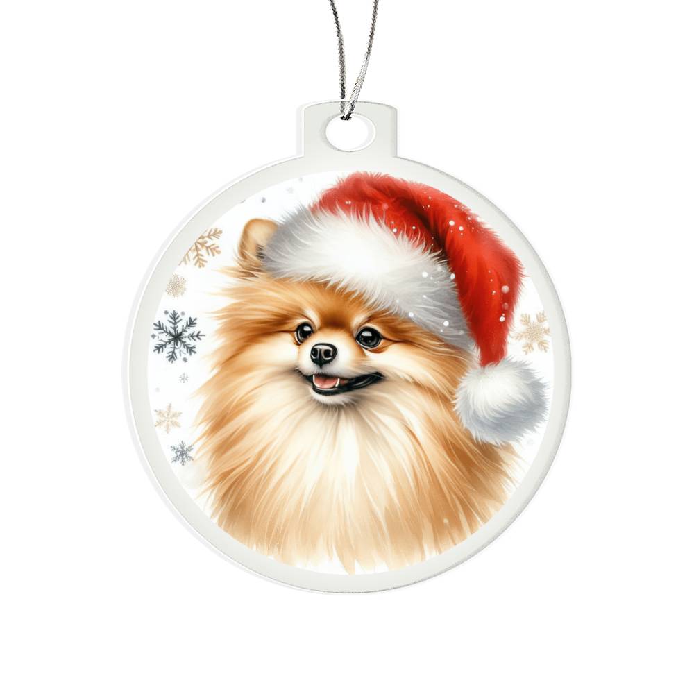 Christmas Dog - Pomeranian - Acrylic Ornament