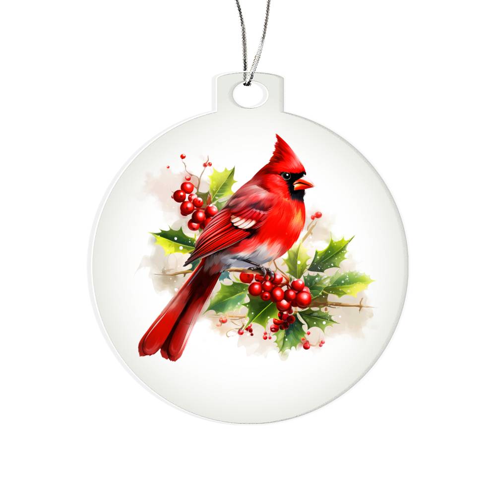 Christmas Cardinal 004 - Acrylic Ornament