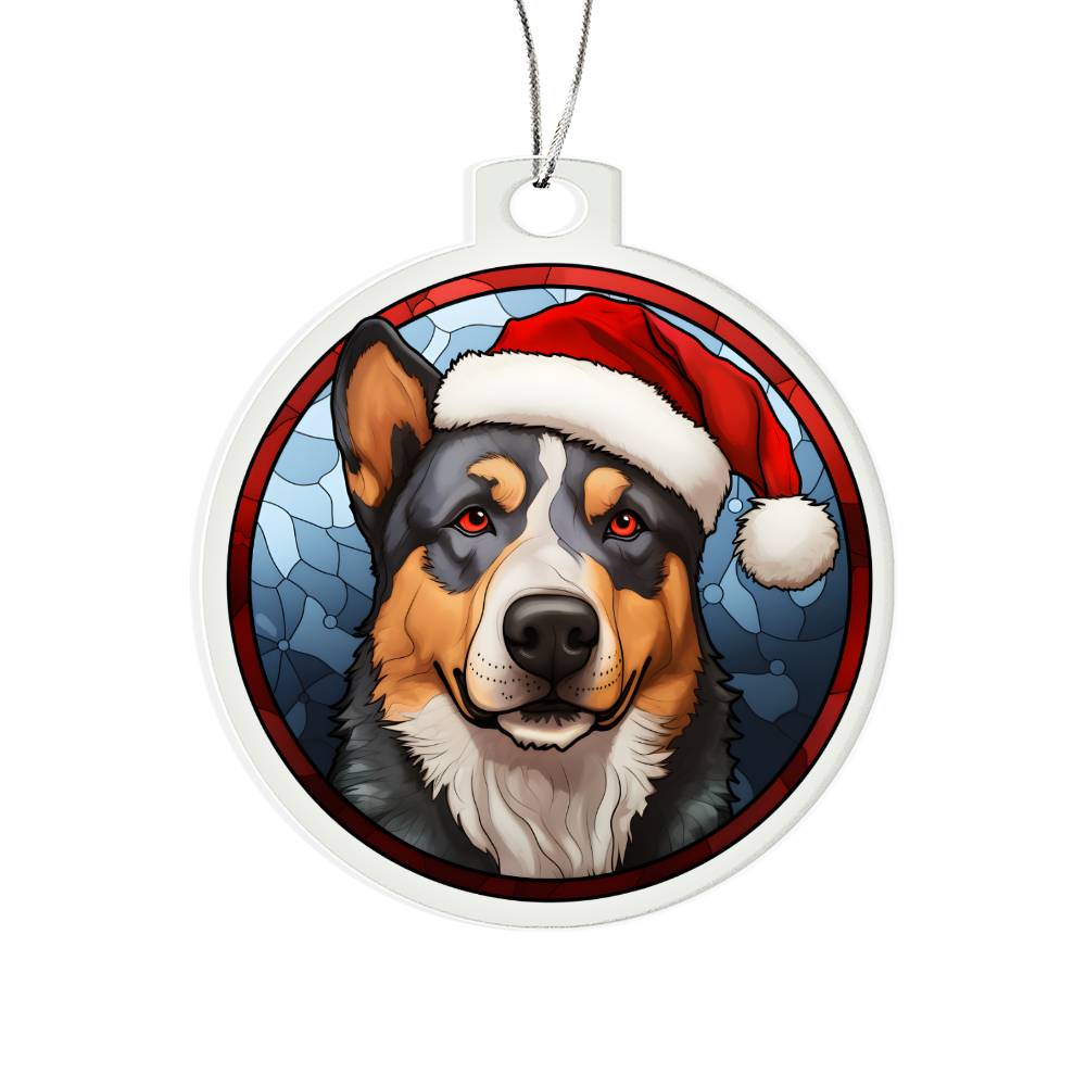 Dog Stained Glass Christmas Design 007 - Acrylic Ornament