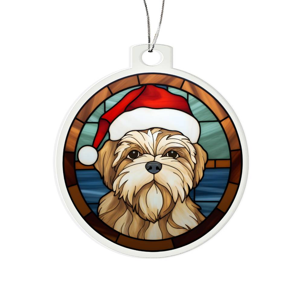 Dog Stained Glass Christmas Design 002 - Acrylic Ornament