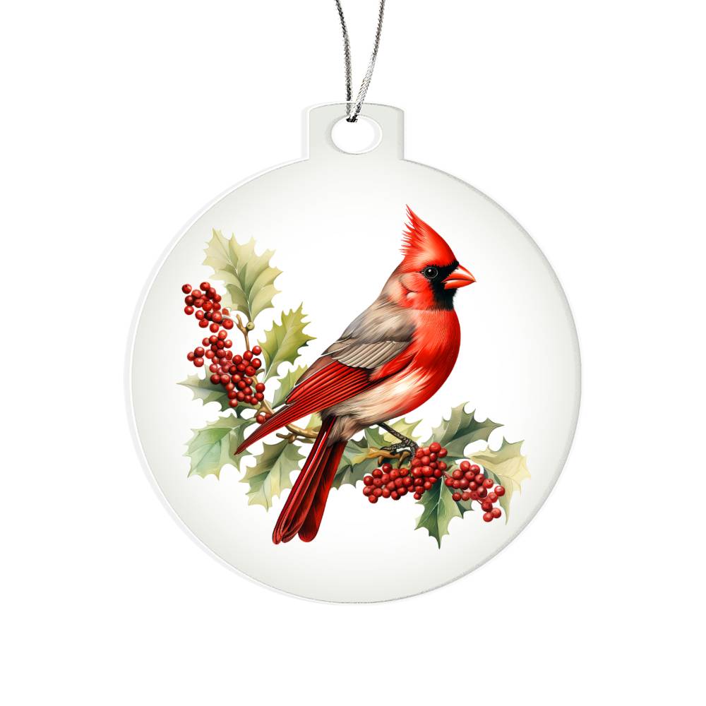 Christmas Cardinal 002 - Acrylic Ornament