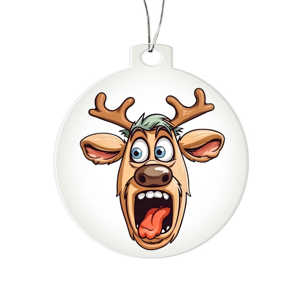 Funny Reindeer Face 11 - Acrylic Ornament