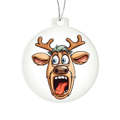 Funny Reindeer Face 11 - Acrylic Ornament