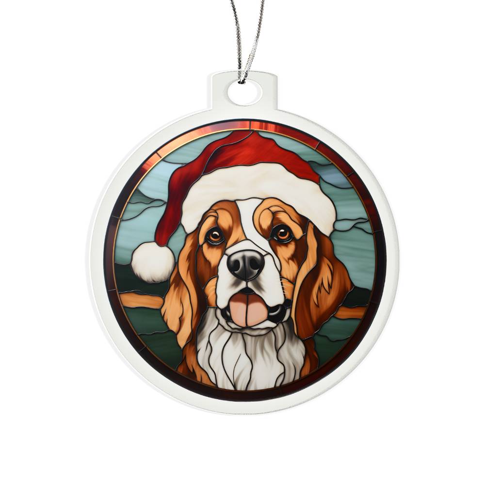 Dog Stained Glass Christmas Design 035 - Acrylic Ornament