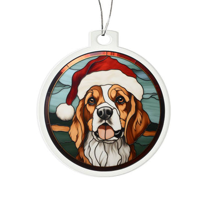Dog Stained Glass Christmas Design 035 - Acrylic Ornament