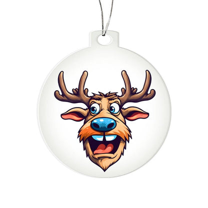 Funny Reindeer Face 05 - Acrylic Ornament