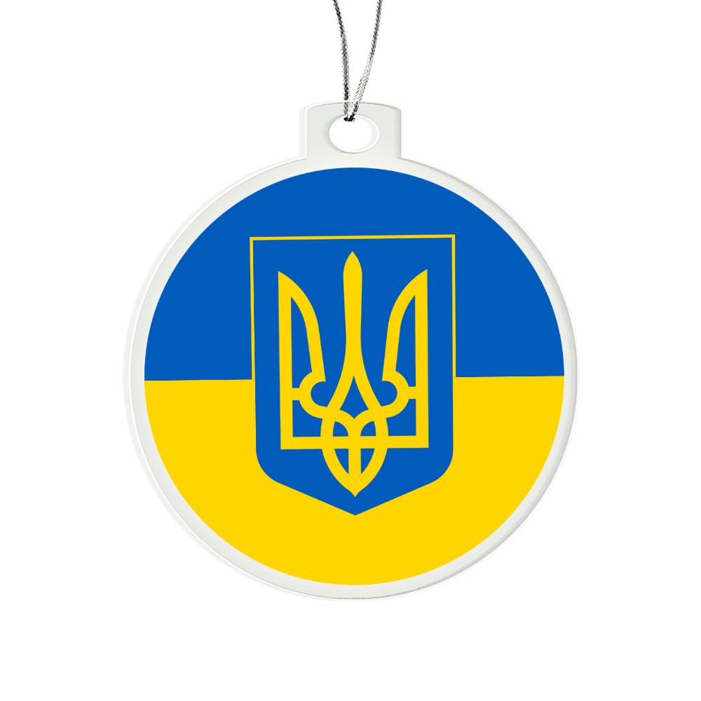 Tryzub And Flag Of Ukraine - Acrylic Ornament