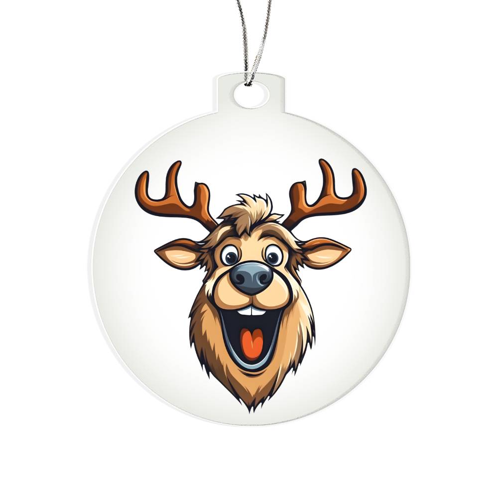 Funny Reindeer Face 01 - Acrylic Ornament