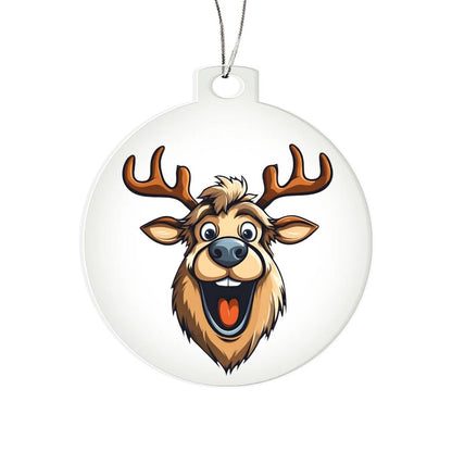 Funny Reindeer Face 01 - Acrylic Ornament