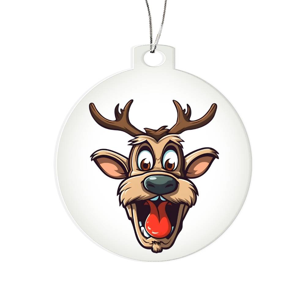 Funny Reindeer Face 15 - Acrylic Ornament