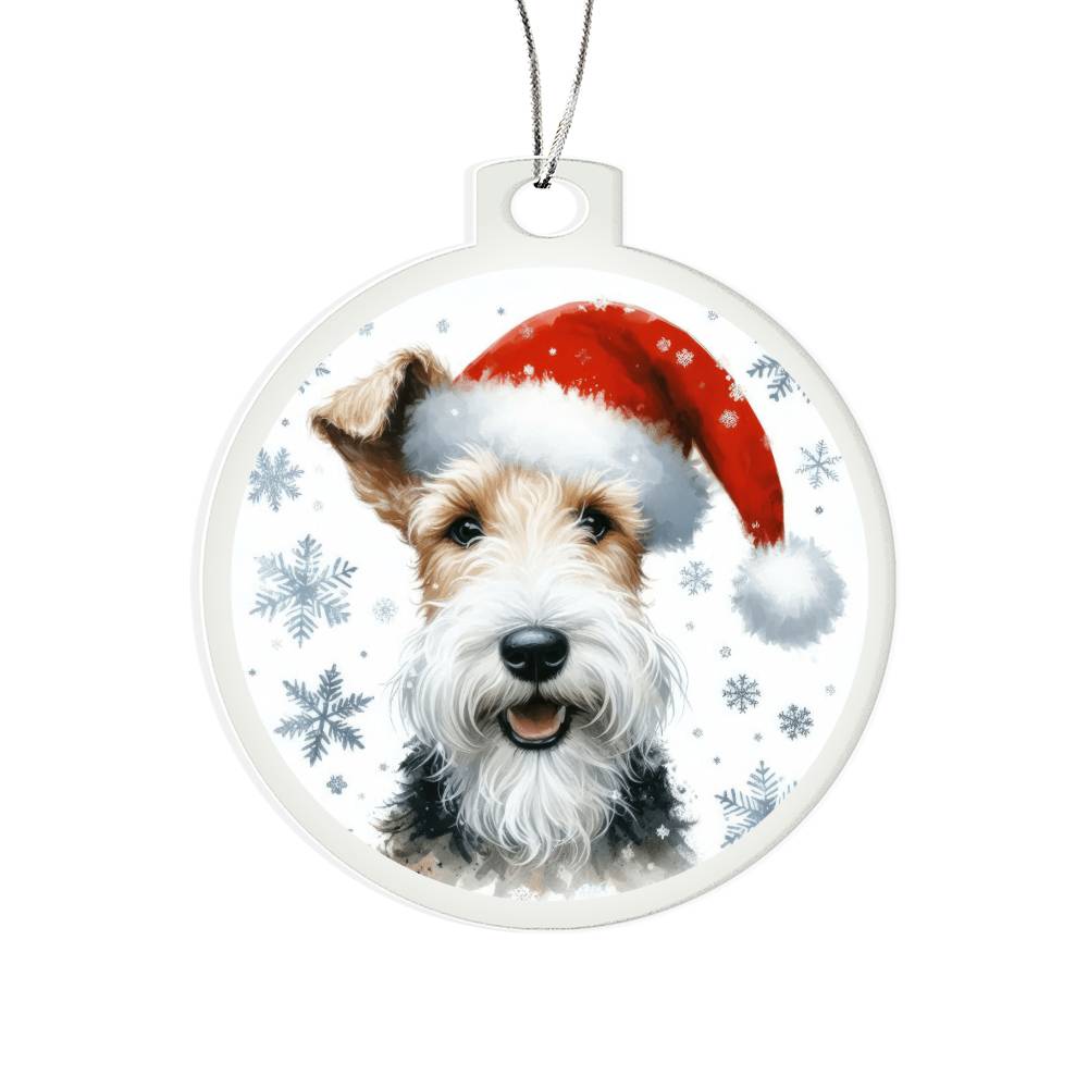 Christmas Dog - Wire Fox Terrier - Acrylic Ornament