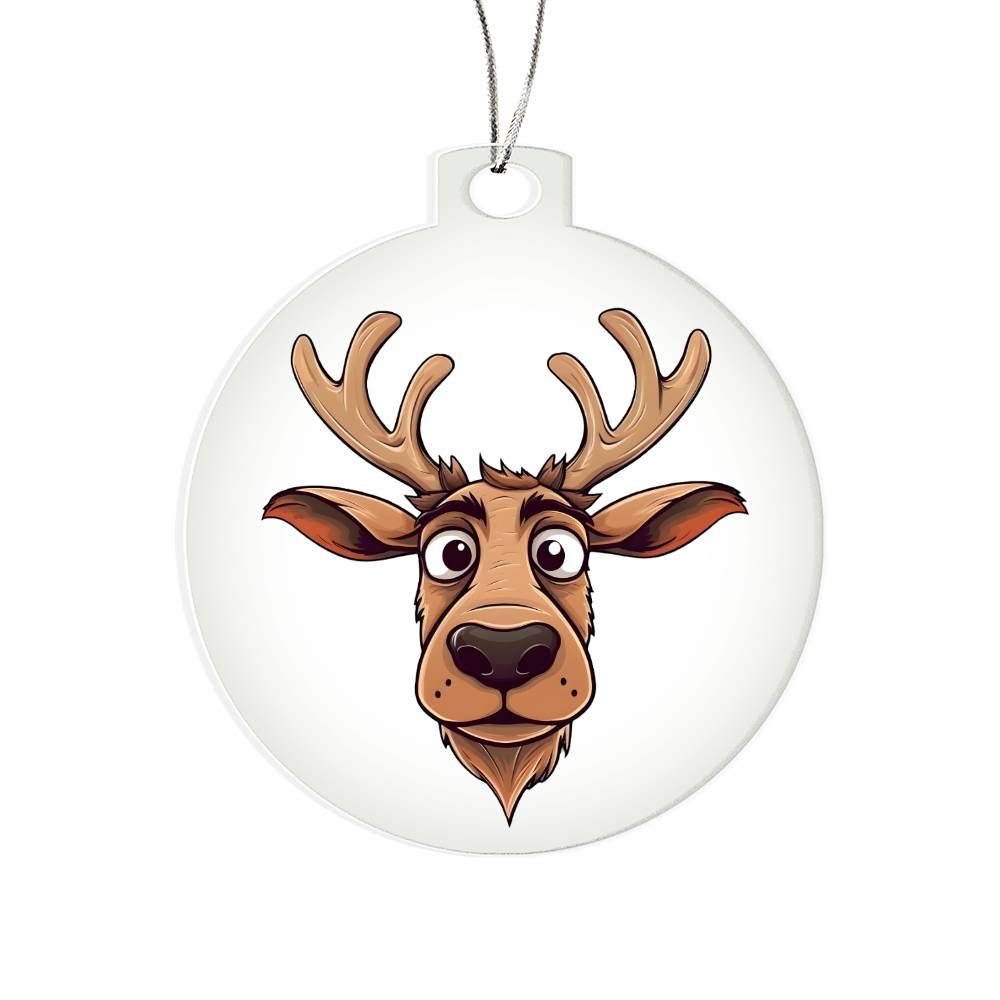 Funny Reindeer Face 13 - Acrylic Ornament