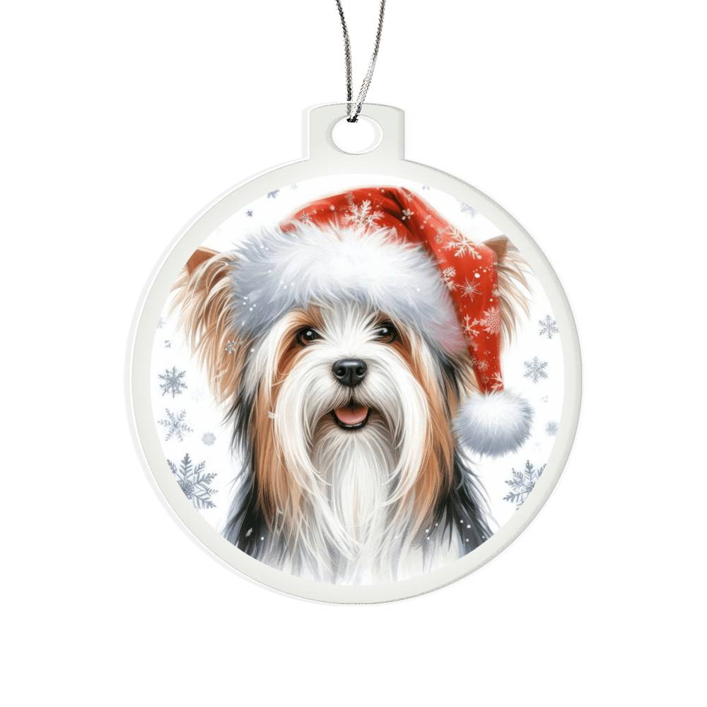 Christmas Dog - Biewer Terrier - Acrylic Ornament