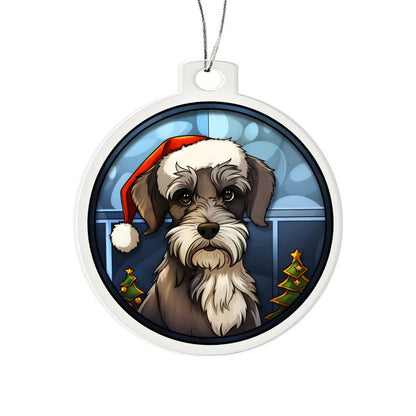 Dog Stained Glass Christmas Design 026 - Acrylic Ornament