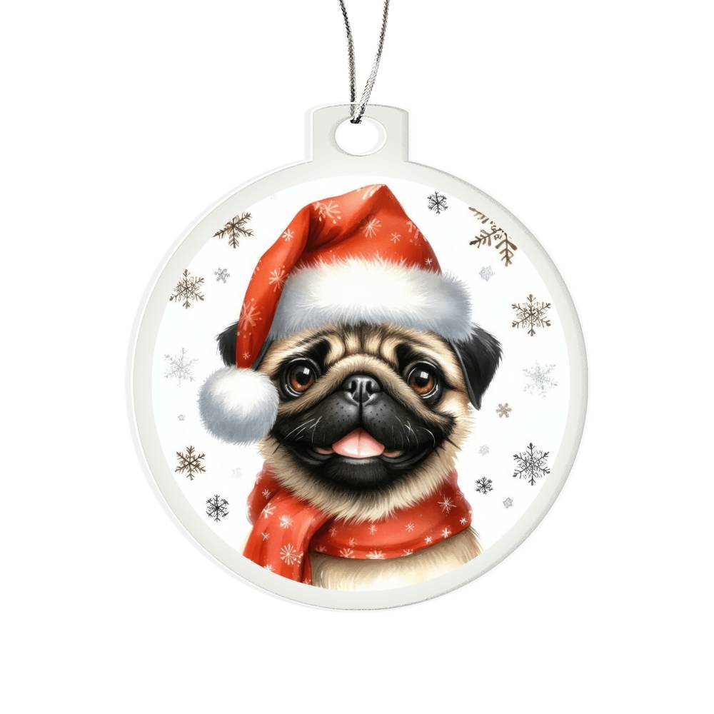 Christmas Dog - Pug - Acrylic Ornament