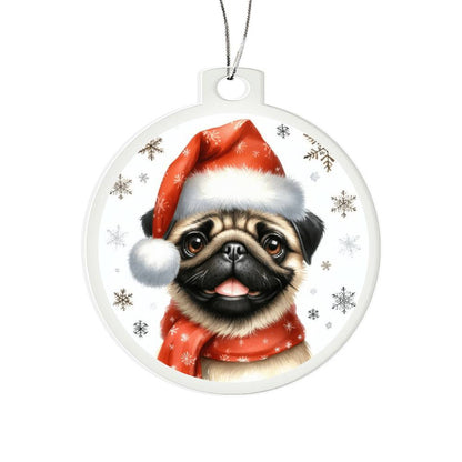 Christmas Dog - Pug - Acrylic Ornament