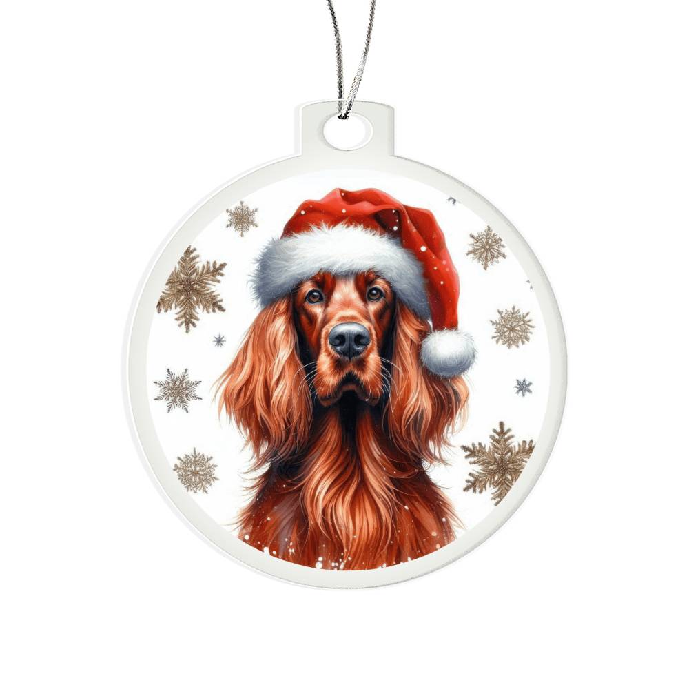 Christmas Dog - Irish Setter - Acrylic Ornament