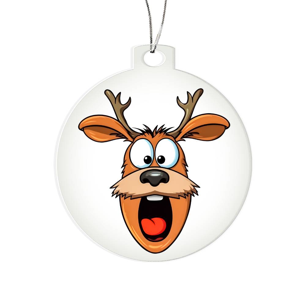 Funny Reindeer Face 09 - Acrylic Ornament