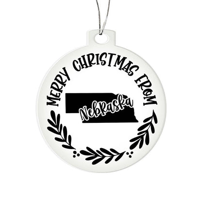 Merry Christmas From Nebraska - Acrylic Ornament