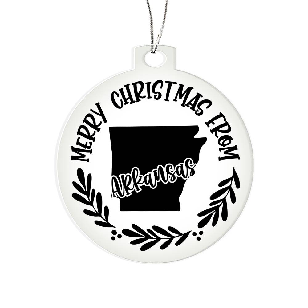 Merry Christmas From Arkansas - Acrylic Ornament
