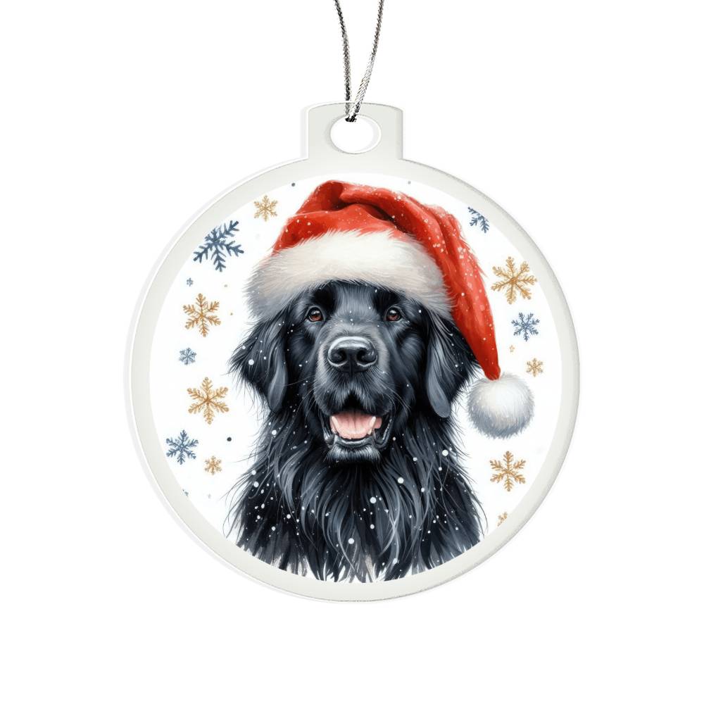 Christmas Dog - Flat-Coated Retriever - Acrylic Ornament