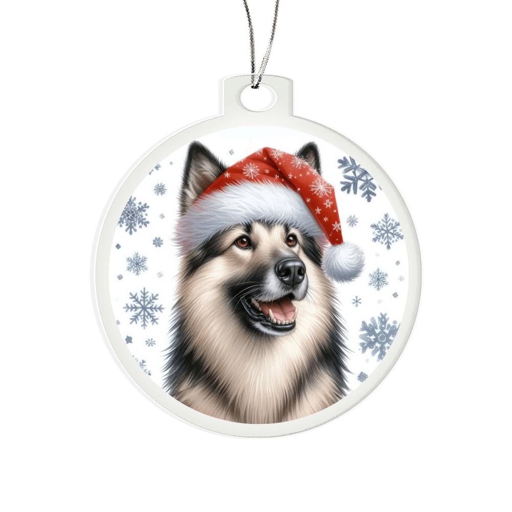 Christmas Dog - Norwegian Elkhound - Acrylic Ornament