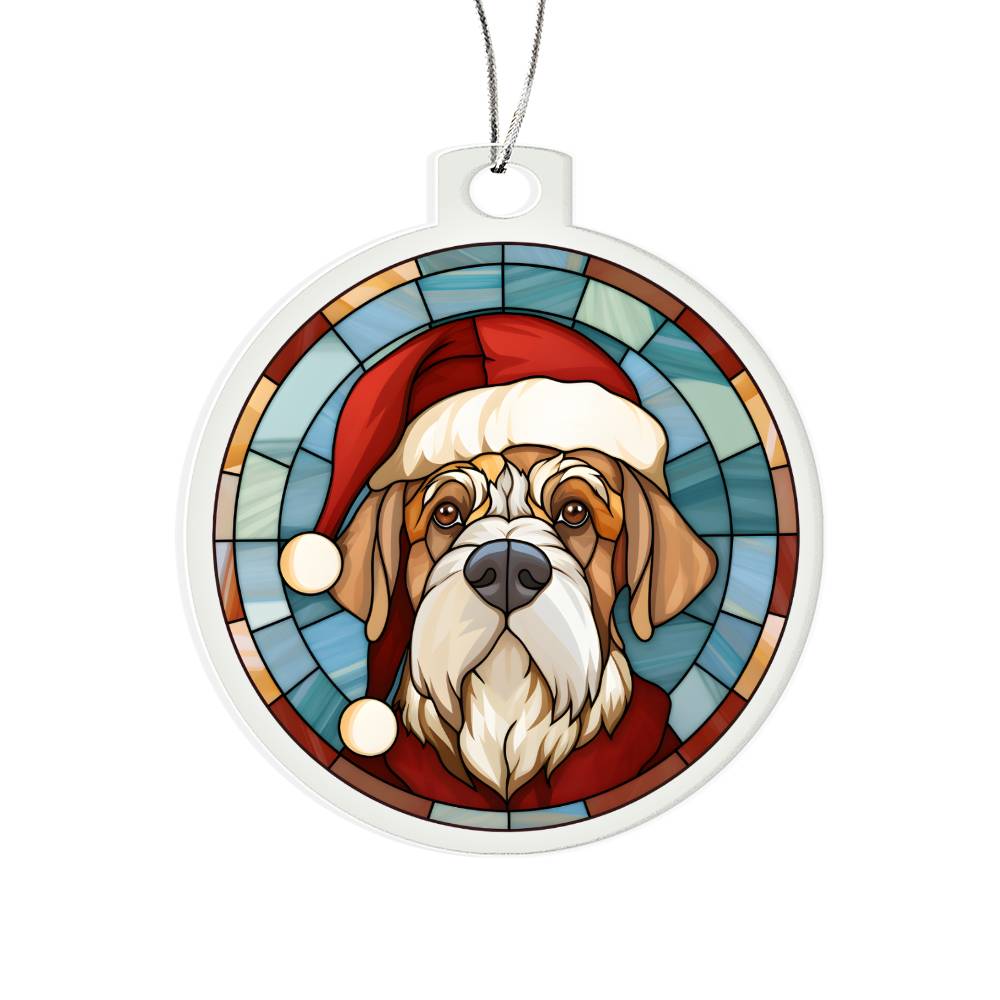 Dog Stained Glass Christmas Design 006 - Acrylic Ornament