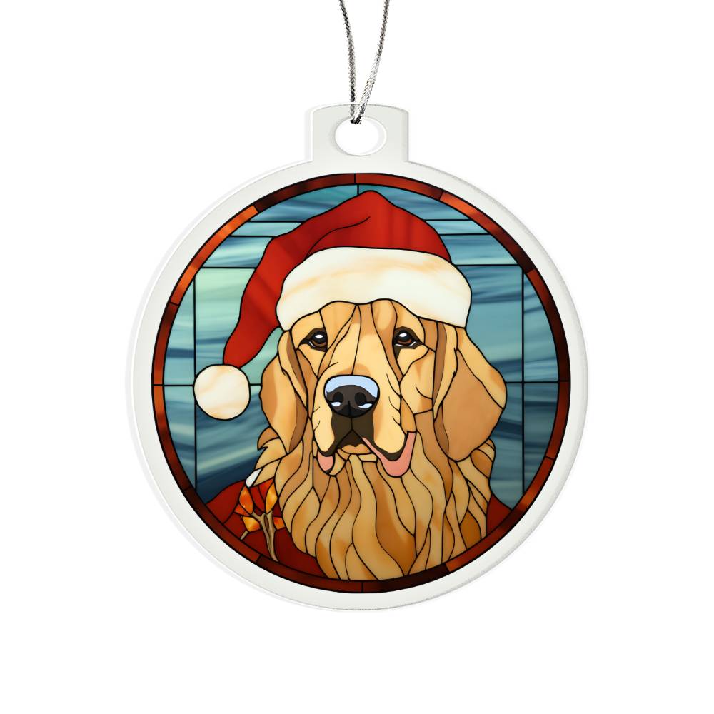 Dog Stained Glass Christmas Design 010 - Acrylic Ornament