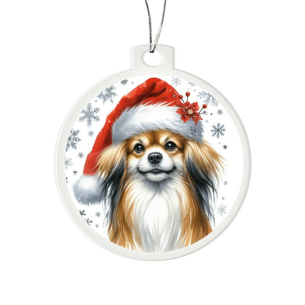 Christmas Dog - Tibetan Spaniel - Acrylic Ornament