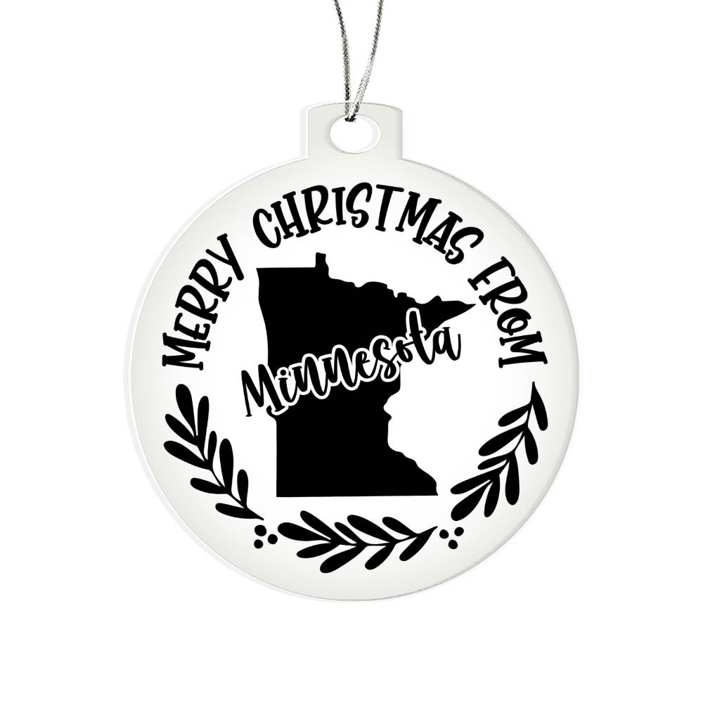 Merry Christmas From Minnesota - Acrylic Ornament