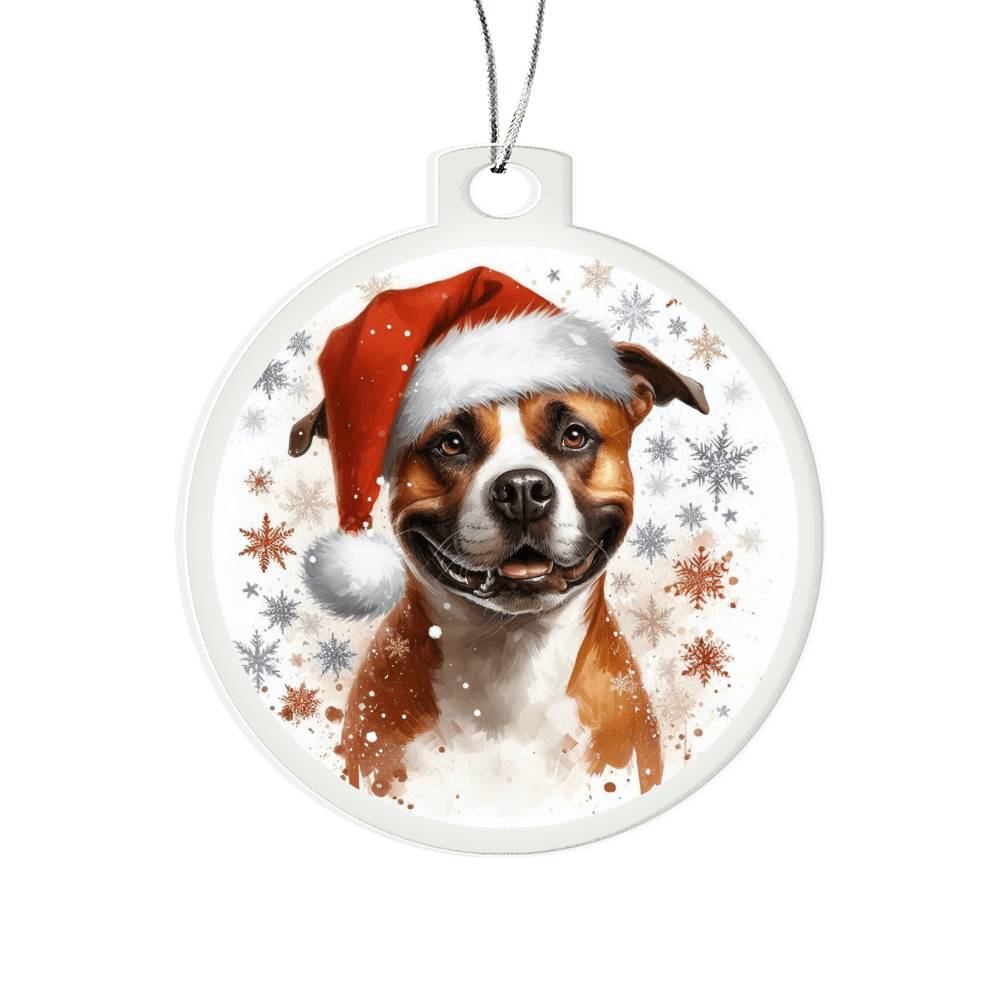 Christmas Dog - American Staffordshire Terrier - Acrylic Ornament
