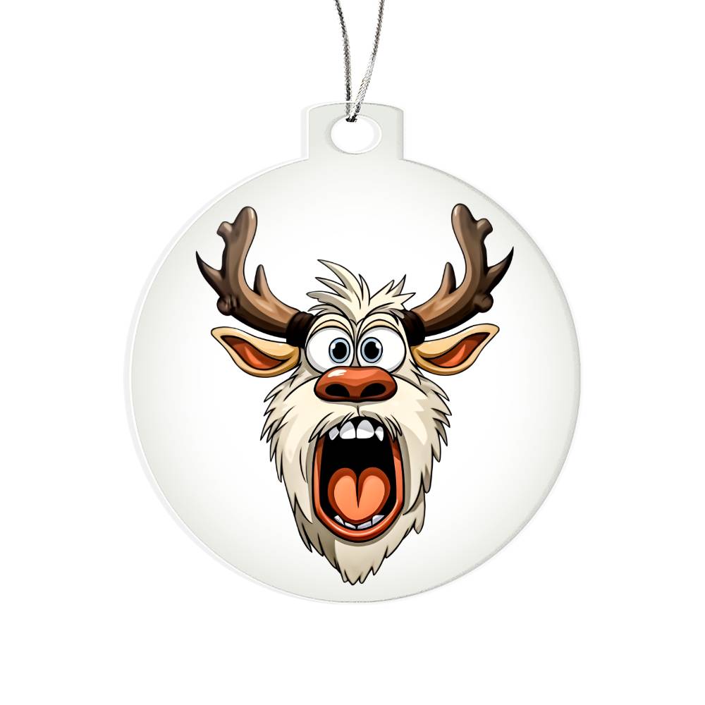Funny Reindeer Face 17 - Acrylic Ornament