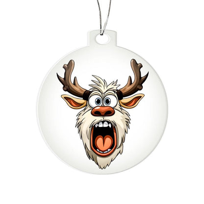 Funny Reindeer Face 17 - Acrylic Ornament