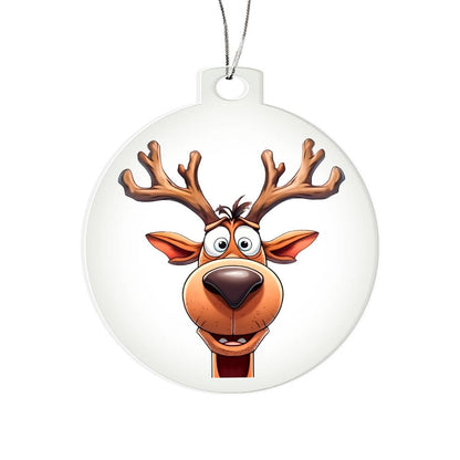 Funny Reindeer Face 03 - Acrylic Ornament