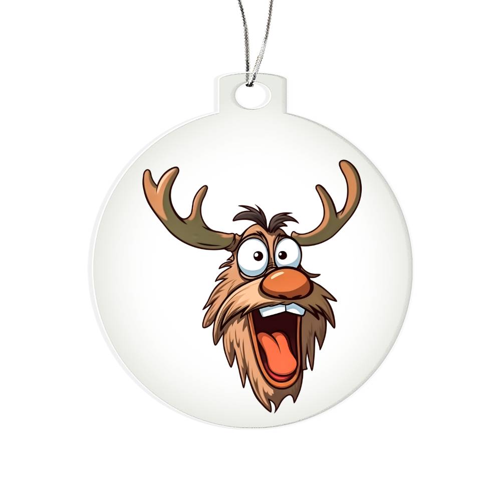Funny Reindeer Face 10 - Acrylic Ornament